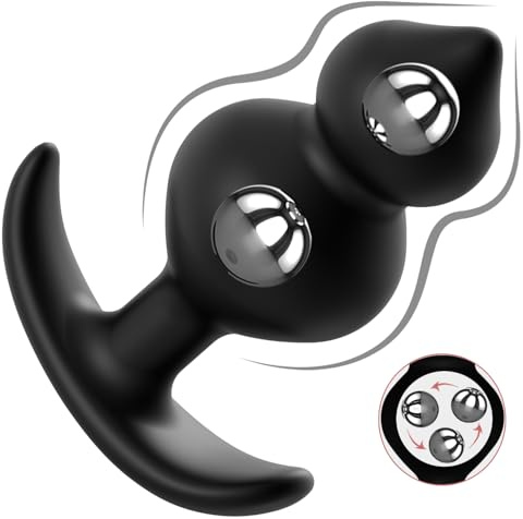 Long-Term Wearable Butt Plug,Silicone Weighted Anal Plug with 2 Balls,Anal Beads for Beginner & Advanced Player,Anal Dildo Adult Sex Toys (L-4.33 * 1.86in)