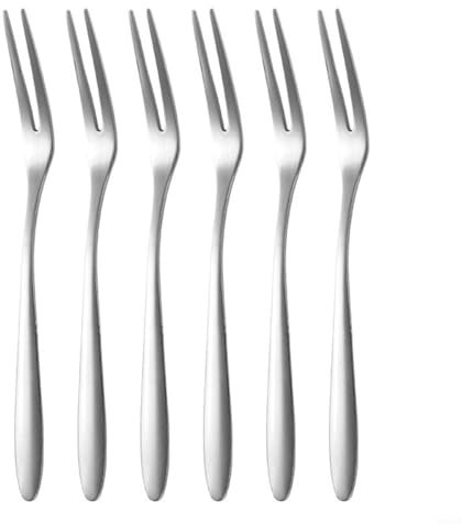 Lot de 6 fourchettes à fruits en acier inoxydable pour servir des sushis et des desserts (argenté)
