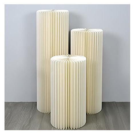 Foldable Paper Columns Cardboard Columns Pedestal Stand, Foldable Paper Flower Stand, Display Column Stand With Acrylic Lid (11.8in B)