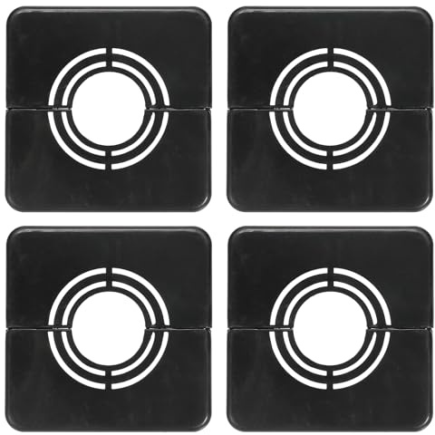 sourcing map 4pcs Wall Split Flange 0.79 (20mm) Plastic Square Adjustable Split Flange Pipe Cover Clip-on Escutcheon Collar Under Sink Pipe Radiator for Bathroom Kitchen Toilet, Black
