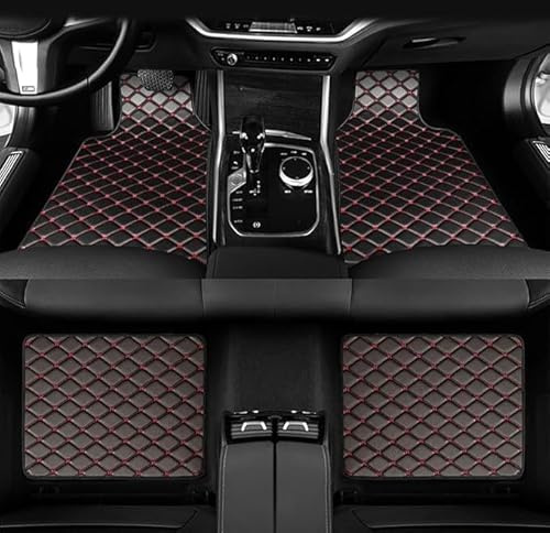 MLLAS 4 Pezzi Tappetini Auto Pelle per Toyota Urban Cruiser (2009–2014), Tutte Le Stagioni Impermeabile Anti Scivolo Tappeti Accessori per Auto,Black-Red