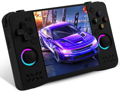 Upgraded XF40H Handheld Game Console, Retro Gaming Console Preloaded Classic Games with Multiple Emulators, 4.0 Inch 4K HD IPS Screen Open Source Linux System, Pocket Video Gaming (Black-128G)