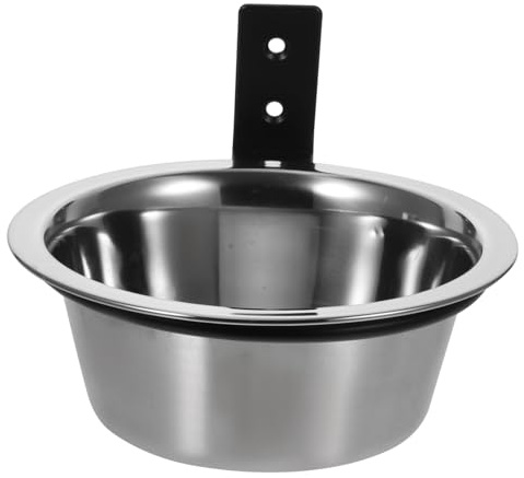 Hohopeti Pet Food Bowl and Water Dispenser Stainless Steel Wall-mounted for Dog Crate and Comfortable Feeding