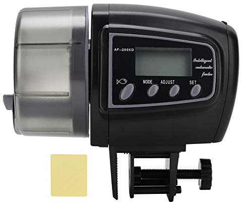 Alimentatore automatico per pesci Schermo LCD Display digitale Distributore di cibo per pesci Accessori per acquari con grande capacità di 100 g e due metodi di installazione