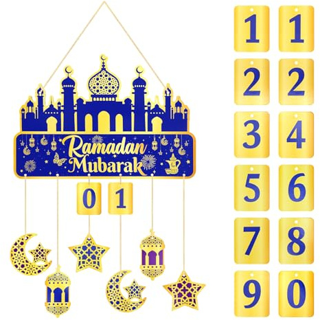 Ramadan Kalender, Hängender Ramadan Kalender Kinder, Diy Ramazan Dekor Deko 30 Tage Countdown,Eid Mubarak Dekoration Kann An Die Wand Oder Die Tür Gehängt Werden Für Islamische Muslimische Feiern