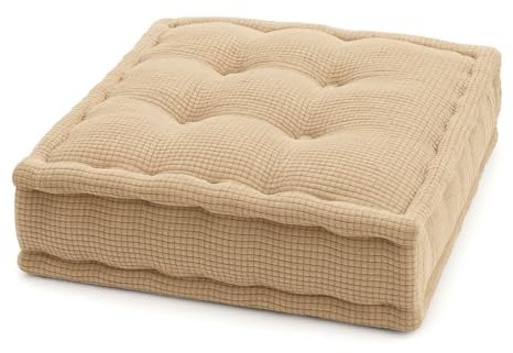 Comfort Booster Cushion for Chair & Armchair – Adds Height & Firm Support, Reduces Pressure & Pain, Ideal for Elderly, Pregnancy & Daily Use, Washable Cover, All Seats (Tufted, beige, square)
