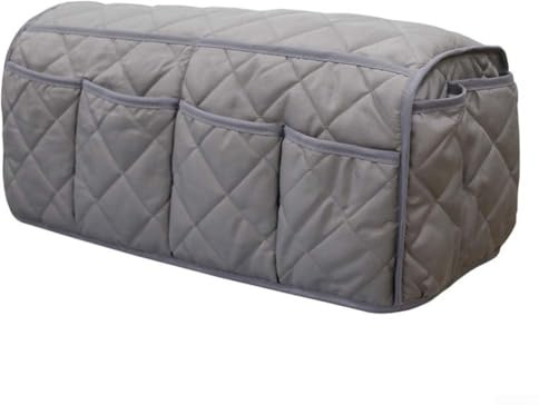 Vasiumic Organizador de reposabrazos de sofá con 14 bolsillos, control remoto de silla de algodón antideslizante, teléfono, revistas, bolsa de almacenamiento plegable para viajes en casa, morado (gris