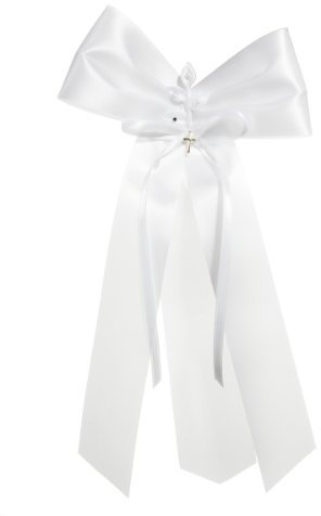 Kommunionkerzen Kerze Kommunionskerzen Schleife, Weiß, Satin, Unparfümiert, 1 Stück