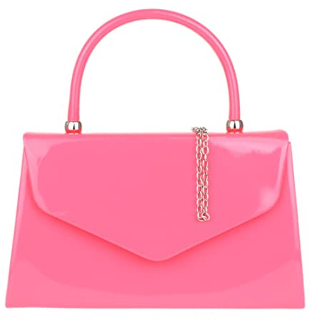 Girly Handbags Femmes Pochette vernie Sac ˆ main Petit étui rigide pour femme, Fuchsia fluo