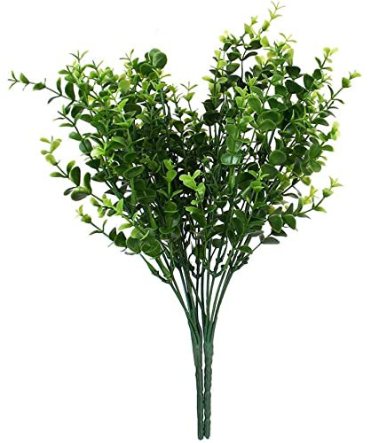 DTOL 2 x Artificial Plants,Plastic Greenery Shrubs UV Resistant Fake Outdoor Plants Plastic Shrubs for Farmhouse Home Garden Wedding Indoor Outside Decor (Green)