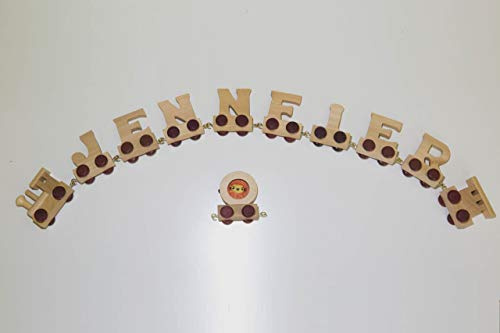 Buchstabenzug Holz Name - Set 8 Buchstaben Namen (kostenfreie Loc, Waggon) | Fun World Toys® namenszug holzbuchstaben