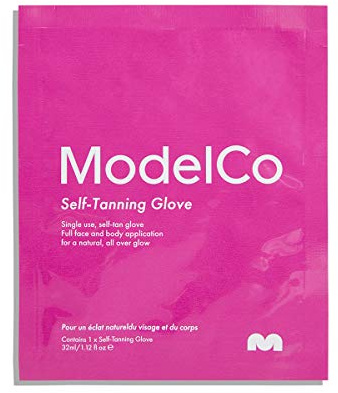 Modelco Self-Tanning Glove fits perfectly onto your hand for an express, quick drying, non-sticky application – no mess, no fuss, no streaks! The single use glove contains the precise amount of self-tan product to impart a flawless full body tan or apply to arms, legs and décolletage. The clear formula develops into a deep bronze within 4 hours and lasts for days.