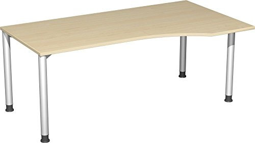 Gera Möbel 4 Fuß Flex Schreibtisch, Holzdekor, ahorn/Silber, 180 x 100 x 72 cm