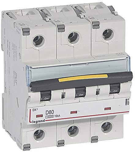 Disjoncteur DX³ 10000-16kA - 3P 400V~ - 80A - courbe D - 4,5 modules