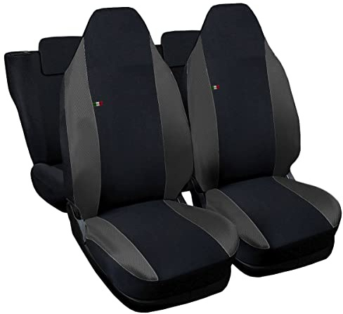 Lupex Shop Autositzbezüge kompatibel mit Smart ForFour, Made in Italy, Polyestergewebe, kompletter Satz Vorder- und Rücksitze (Schwarz - Dunkelgrau)