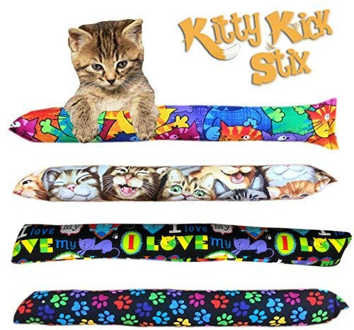 Cat Kicker Toys – 15 Set of 2, Durable Cat & Kitten Kick Sticks with 100% Potent Catnip. Handmade in USA. Encourages Exercise & Interactive Play for Indoor Cats of All Breeds. (Mystery Choice)