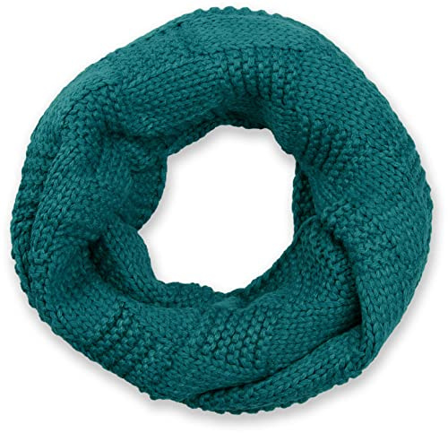 styleBREAKER Unisex stickad slinga halsduk med patentmönster, enfärgad, finstickad tubhalsduk, vinter stickad halsduk 01018152, bensin, One size