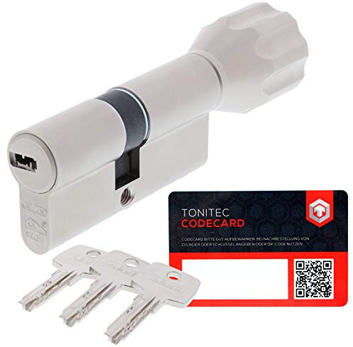 ABUS Schließzylinder Schließanlage als Knaufzylinder Türschloss mit Knauf gleichschließend EC550 mit 3 Schlüssel inkl. ToniTec CodeCard Größe 30/30Kmm Schließung 3