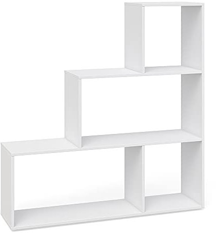 Vicco Treppenregal, stehendes Bücherregal, Weiß, 116 x 123 cm