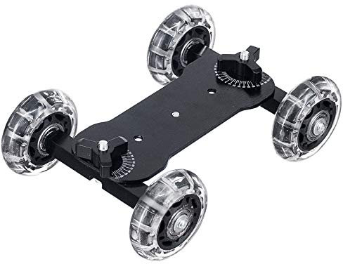 Camera Video Portable Table Dolly Slider with 22lb Load Capacity Skater Dolly Rail Car for all LCD Field Monitor, DSLR SLR Camera Camcorders, Flash Light, Microphone
