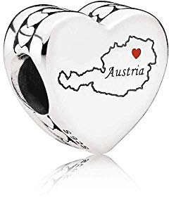 PANDORA Austria map silver charm with red enamel