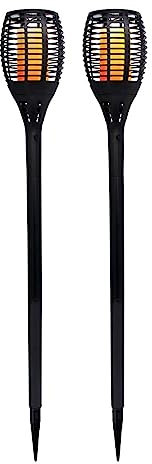 LUMI JARDIN 2 antorchas solares con efecto llama H70CM MINI MAITY SUN Negro, Talla unica