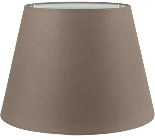 Wogati® Premium Lampenschirm | Größe: L | ØU:25cm | Farbe: Braun | E14/E27 | konisch | Baumwolle | für Stehlampen, Hängelampen, Tischlampen, Deckenlampen