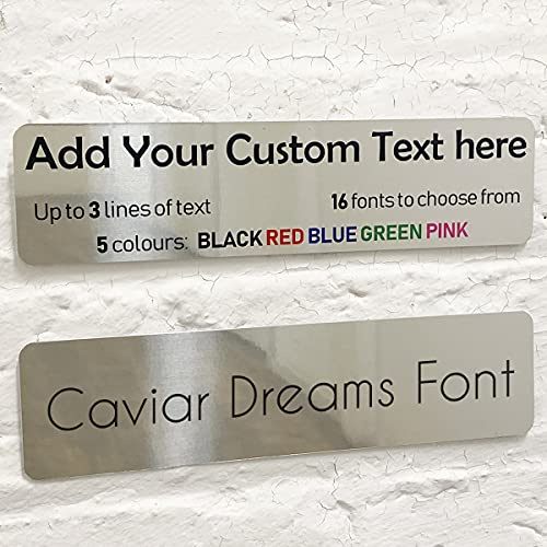 ShopQuality4U Personalised Mirror Aluminium Metal Plaque Bespoke Sign Childs Bedroom Door Add Own Text - in Caviar Dreams Font (20 x 5 cm, 7.8 x 2 inches)