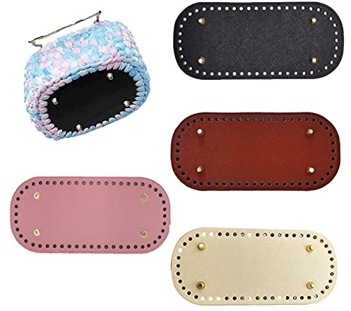 HNJKJEU Taschenboden Zum Häkeln Taschenboden Leder PU Stricken Häkeln Beutel Bottom Shaper Pad Einsatz Handtasche Base Shaper (schwarz,pink,braun,beige)