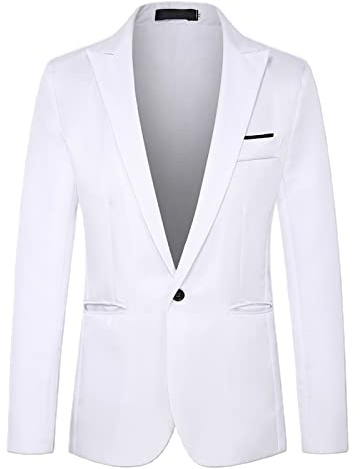 Herr Slim Fit Casual Blazer Jacka, Tunn typ Fickor Män Blazer Långärmad Enkel Knapp Kavajslag Kostym Jacka Herrkläder,, Vitt, 4XL