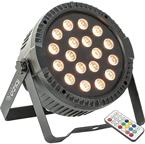 IBIZA THINPAR-18X1RGB LED PAR Scheinwerfer Disco DJ Party Club Effekt Floorspot Effektlicht Fernbedienung DMX Stroboskop