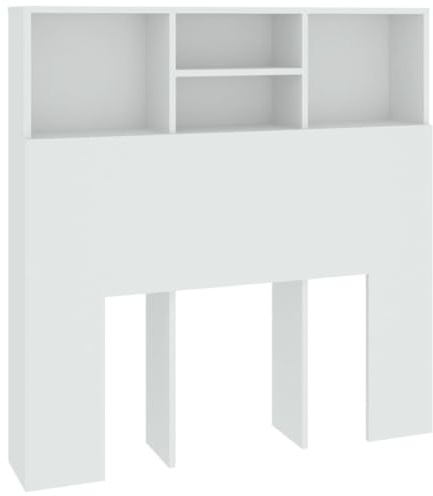 vidaXL Bett Kopfteil mit Ablagen und Regal - Wand-Kopfteil Bücherregal Betthaupt für Schlafzimmer - Weiß 100x19x103,5cm