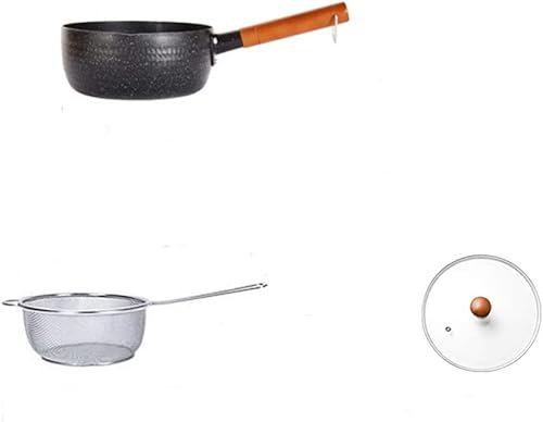 Maifan Pot à nouilles avec passoire Noir 20 cm + couvercle (taille : 20,1 cm de long x 8,4 cm de haut)