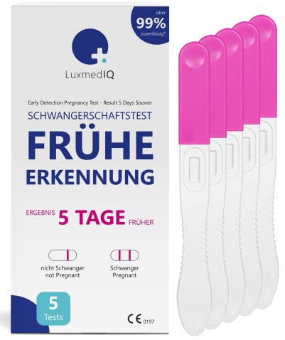 5x LuxmedIQ Schwangerschaftstest Frühe Erkennung - 5 Tage früher Testen - über 99% Zuverlässig