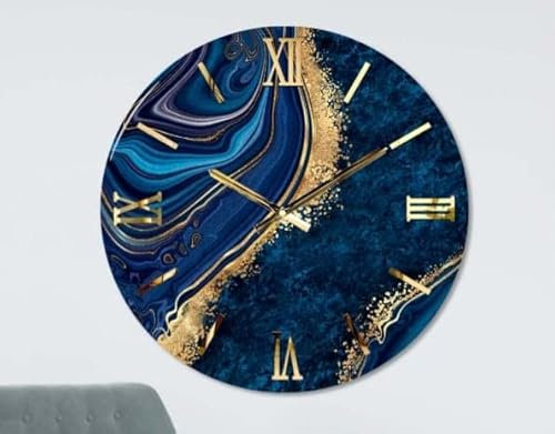 Generico Orologio da Parete, Soggiorno, Cucina, Moderno,Effetto marmo, Base legno, Lavorazione a resina, Numeri a rilievo, Diametro disponibile 40/60/80/100 cm, Made in Italy (60, Marea)