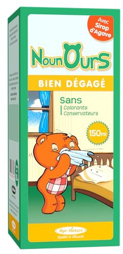 Sirop Toux Grasse Enfant | NOUNOURS BIEN DÉGAGÉ 150 ml | Aux Plantes Expectorantes et Balsamiques, Pin, Guimauve, Romarin | Sans Gluten, Sans Sucre | Api-Nature