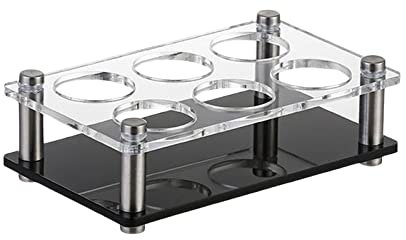 F Fityle Portabicchieri in Vetro Portatazze Da Cocktail Portabicchieri Da Appoggio Tazza Da Caffè Supporti Da Acqua Fori Rotondi Porta Bottiglie per Bicchieri Da Champagne, 6 Fori Neri