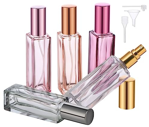 Segbeauty Parfümzerstäuber Nachfüllbar, Parfum Zerstäuber für Unterwegs, Parfümzerstäuber Glas 20ml 5 Stück, Perfume Travel Bottle, für Handtasche (Rosa, Rauchgrau, Lila, Orange, Transparent)