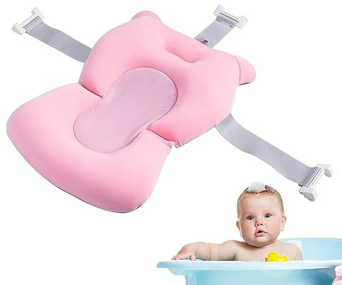Gusengo baño para bebé | Cojín Apoyo baño Antideslizante Plegable para bañera - Suministros para el Cuidado del bebé, artículos Esenciales para recién Nacidos con Hebillas y 3