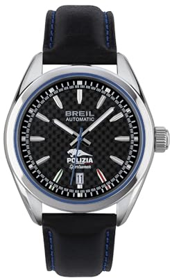Breil Uhr Herren, Armband aus Silikon, Gehäusedurchmesser 43 cm | Sammlung POLIZIA DI STATO, Uhrwerk Quartz Analog, Wasserbeständig bis 100 Meter, Schmuck als Geschenkidee Herren