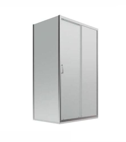 Box Doccia 80x120 Apertura Frontale Scorrevole a Due Cristalli Con Un Lato Fisso Quadro e Rettangolare In Cristallo Temperato Satinato