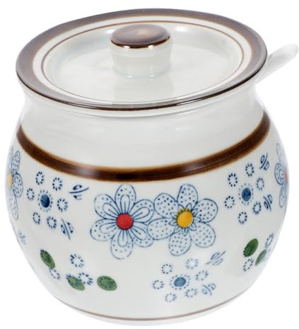 Cabilock sucrier pot à condiments en céramique pot à dessert en céramique sucre en morceaux salière distributeur de sel en céramique support de stockage de sucre assaisonnement, 41029FPA023