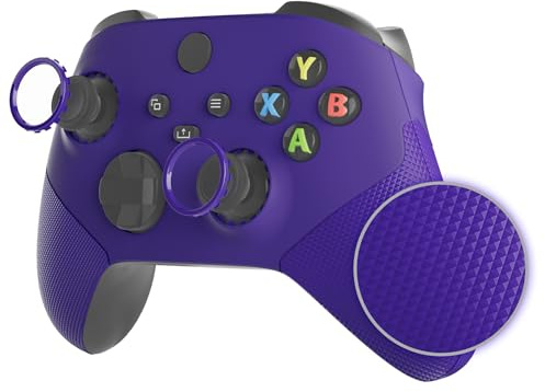 eXtremeRate ASR Verción Carcasa y Grips de Goma para Xbox Series X/S Mando Placa Frontal Cubierta Empuñaduras Grips Cover con Anillos de Acento para Xbox Series S X Control-No Incluye Mando(Violeta)
