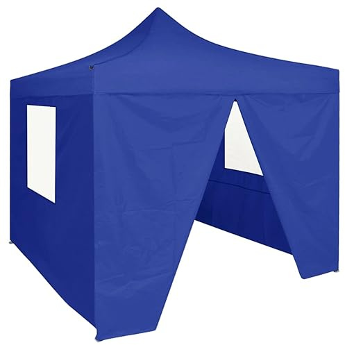 Rantry Casa Gazebo Pieghevole Professionale 4 Pareti 2x2m Acciaio Blu, Gazebo da Giardino, Gazebo Ombrellone da Giardino Spiaggia Pesca Esterno Antivento per Arredo Giardino Terrazzo Ambienti Decor