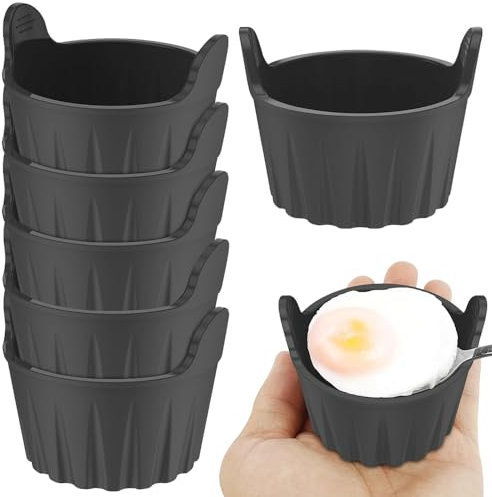 Hojalis Auflaufförmchen für Luftfritteuse, 6 Stück Silikonform für Heißluftfritteuse, Luftfritteuse Eierformen, Wiederverwendbare Formen für Luftfritteuse, Backen, Pudding Eierkocher