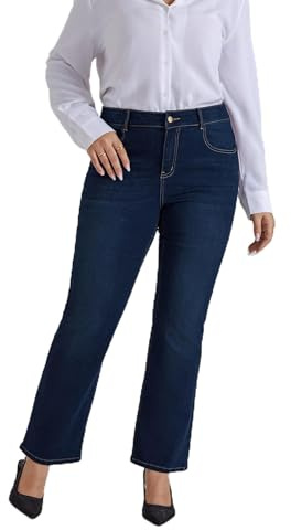 Hanna Nikole Vaqueros para Mujer Talla Grande Bootcut Cintura Alta Campana Vaqueros Bootcut Elásticos Stretch, Negro , 46 Grande