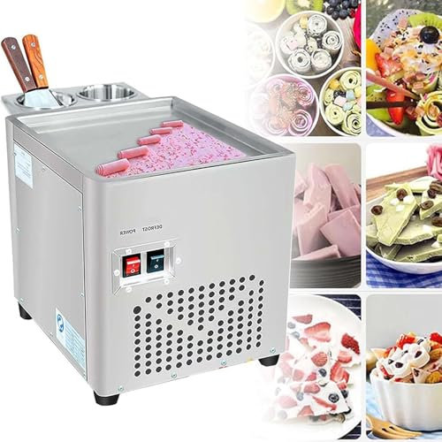 Stainless Steel Stir-Fried Ice Cream Roll Maker, Commercial Fried Ice Cream Machine,Yogurt Fry ice Cream Machine,Stir Fried Yogurt Machine, for Dessert Shop
