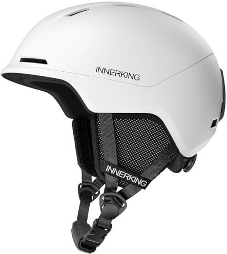 InnerKing Ski Helmet, Lightweight Adult Snowboard Helmet with Sturdy PC Shell & Shock-Absorbing EPS Foam & Soft Lining, Adjustable Snow Sport Helmets 10 Vents Men/Women - White