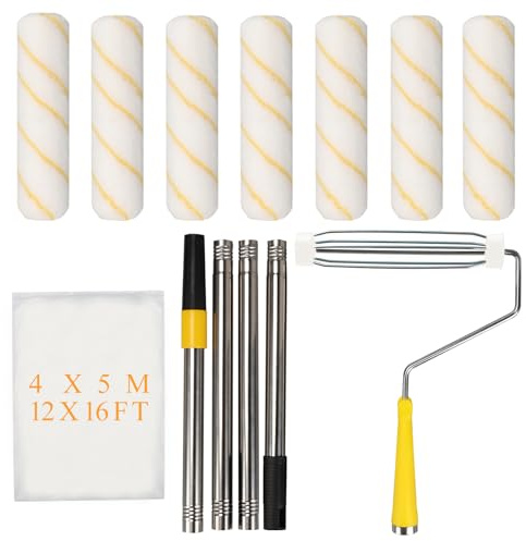 Telescopic Aluminium Alloy Paint Roller Brush, Roller and Paint Roller with Extended Detachable Pole Handle, Roller Set for Painting Walls & Ceilings