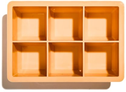 Stampi per Ghiaccio XL in Silicone, per 6 Cubetti da Cocktail, Sottile e Facile da Pulire con Coperchio Removibile e Resistente, Colore Peach Fuzz